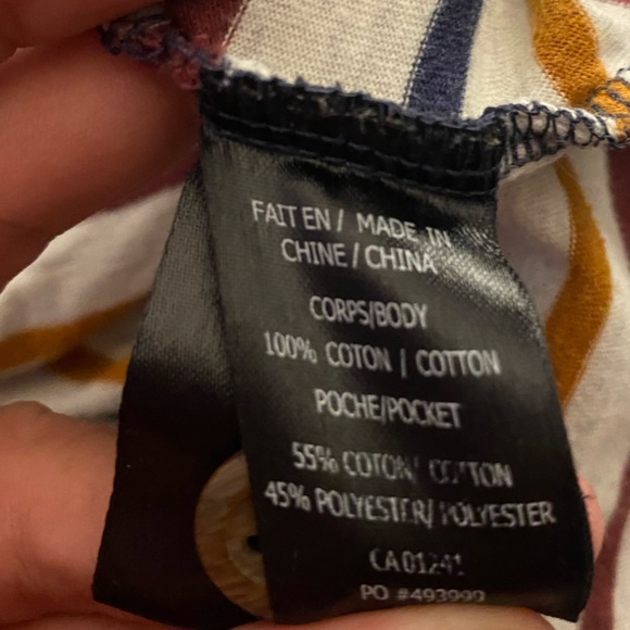 Djab Mens Faux Button Up Blue and Cream with Stripes Pocket T-Shirt Medium - Picture 5 of 5